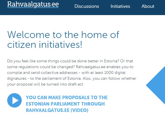 Rahvaalgatus.ee, a website that enables to collectively address the Estonian parliament ‘Riigikogu’ is launched!