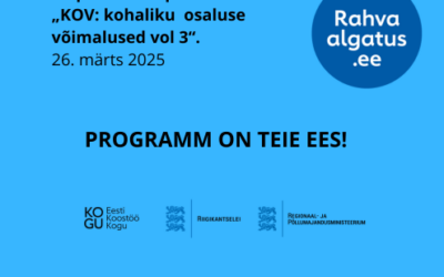 Inspiratsioonipäev “KOV: kohaliku osaluse võimalused vol 3” programm on nüüd avalik. Tutvu, registreeru ja tähista Rahvaalgatus.ee sünnipäeva