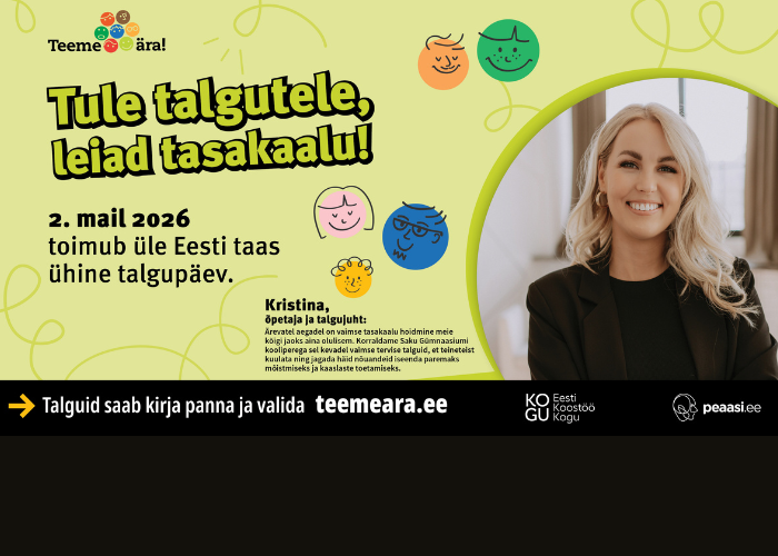 Eesti Koostöö Kogu panustab sel kevadel Teeme Ära talgupäeva partnerina, et ärevatel aegadel tähtsustada koostegutsemise, üksteise kuulamise ja vaimse tasakaalu teemasid