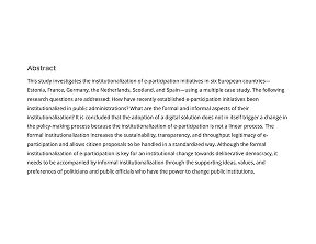 Adoption is not enough: Institutionalization of e-participation initiatives.